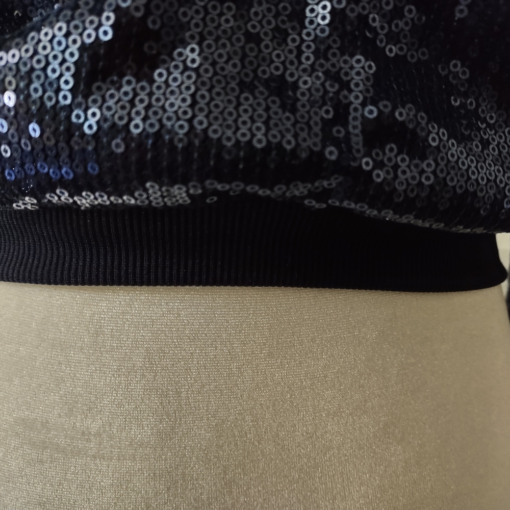 Navy Blue Sequin Zip Up Jacket - image 4